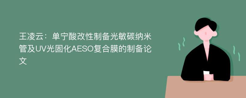 王凌云：单宁酸改性制备光敏碳纳米管及UV光固化AESO复合膜的制备论文