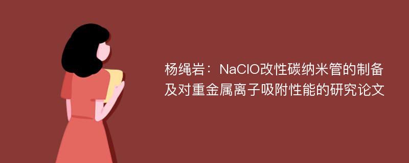杨绳岩：NaClO改性碳纳米管的制备及对重金属离子吸附性能的研究论文