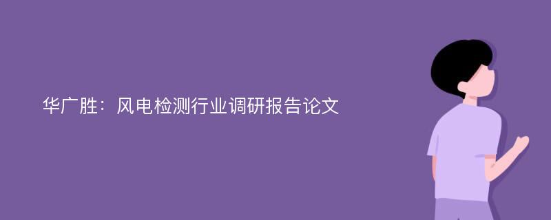 华广胜：风电检测行业调研报告论文