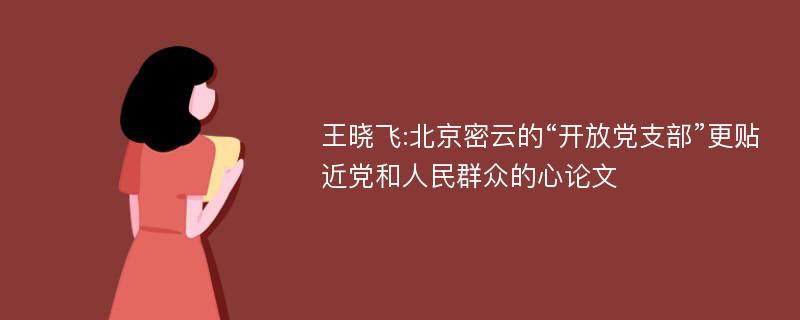 王晓飞:北京密云的“开放党支部”更贴近党和人民群众的心论文