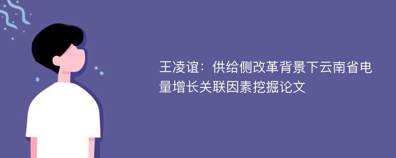 王凌谊：供给侧改革背景下云南省电量增长关联因素挖掘论文