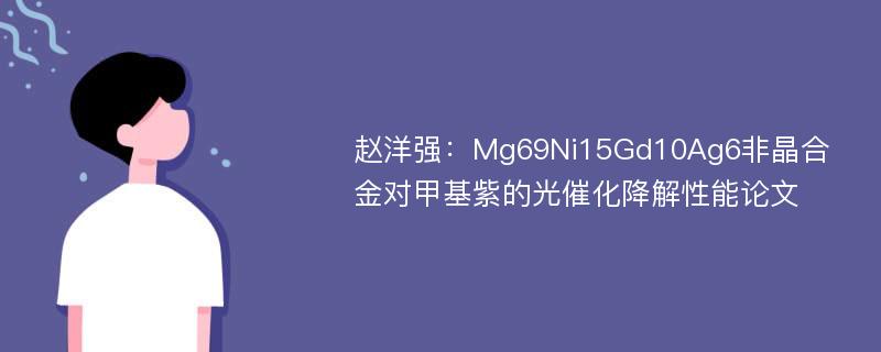 赵洋强：Mg69Ni15Gd10Ag6非晶合金对甲基紫的光催化降解性能论文