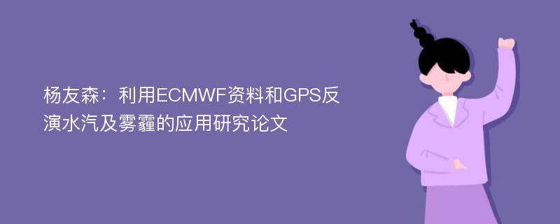 杨友森：利用ECMWF资料和GPS反演水汽及雾霾的应用研究论文